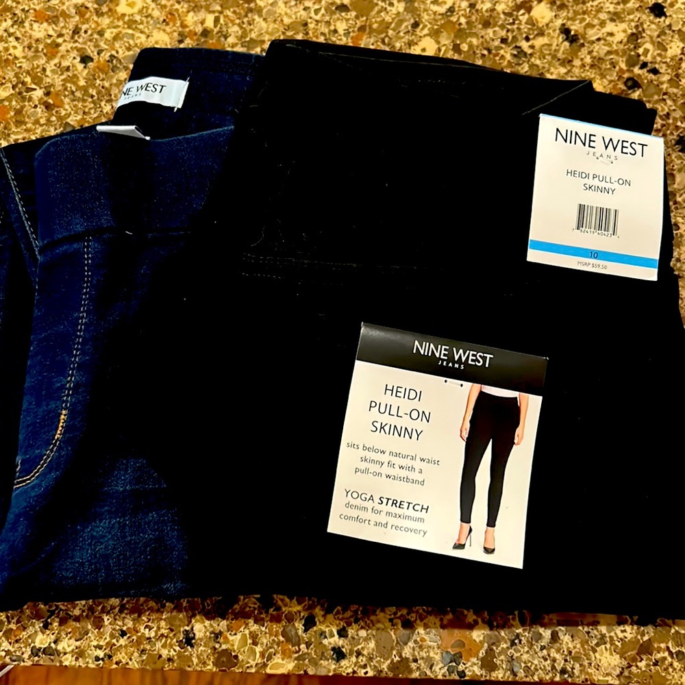 2 Nine West Heidi pull on jeans, size 10 skinny!